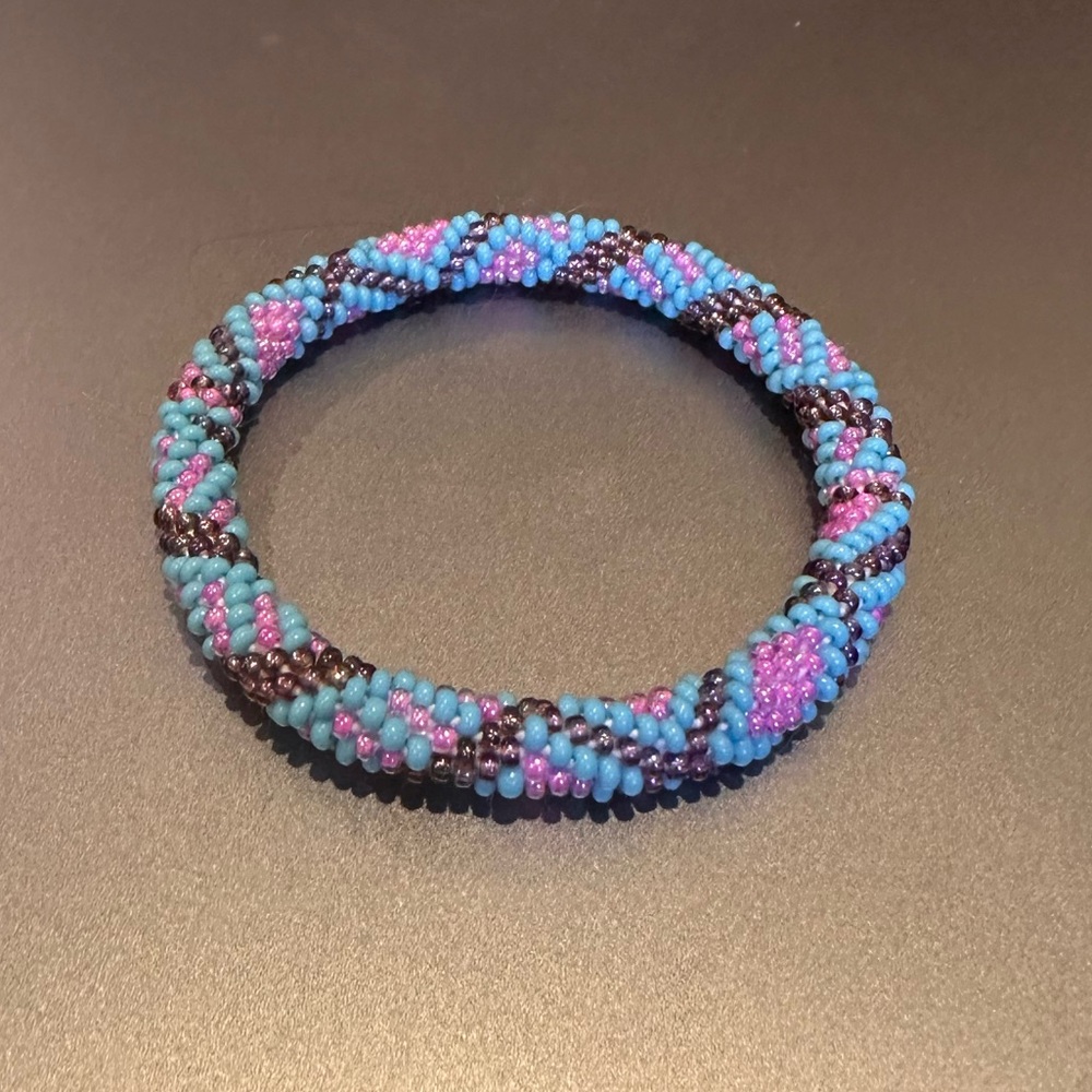 Lily and Laura Turquoise Pink and Purple Beaded Bracelet
